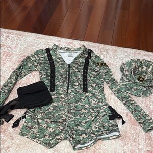 Camouflage Long Sleeve Romper with Accessories Halloween